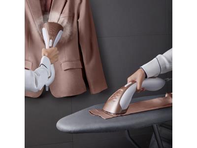 SALAV Steamer for clothes+ Handheld Iron 2-in-1, 2 Steam Settings, for Both Vertical & Horizontal Garment Handling, Ceramic Coated Metal Steam Panel, 150ml Big Water Tank, 1300 Watt, DH-100 Rose Gold