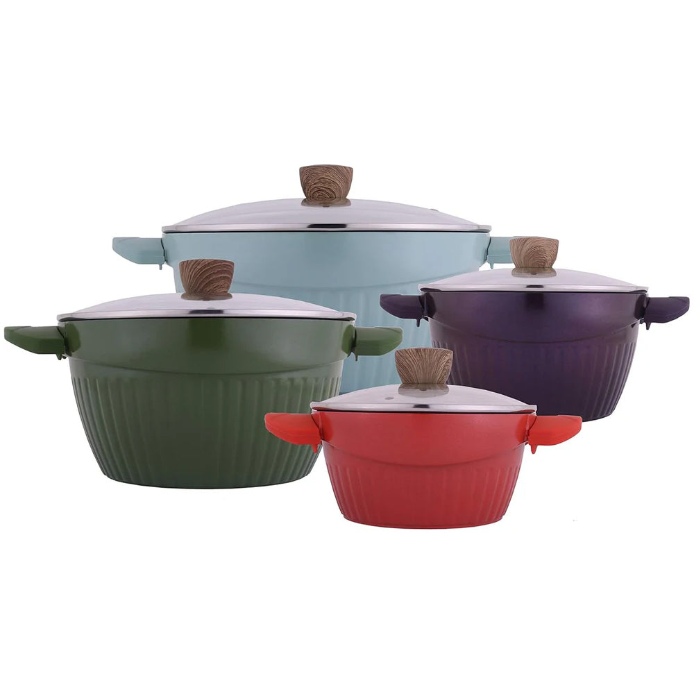 Al Saif Vetro 8-Piece Casserole Cookware Set, Multicolor – Premium Heat-Resistant Glass Cookware