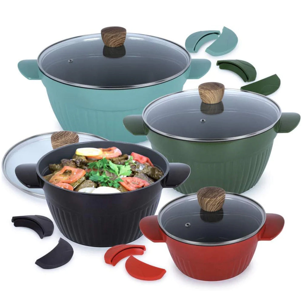 Al Saif Vetro 8-Piece Casserole Cookware Set, Multicolor – Premium Heat-Resistant Glass Cookware