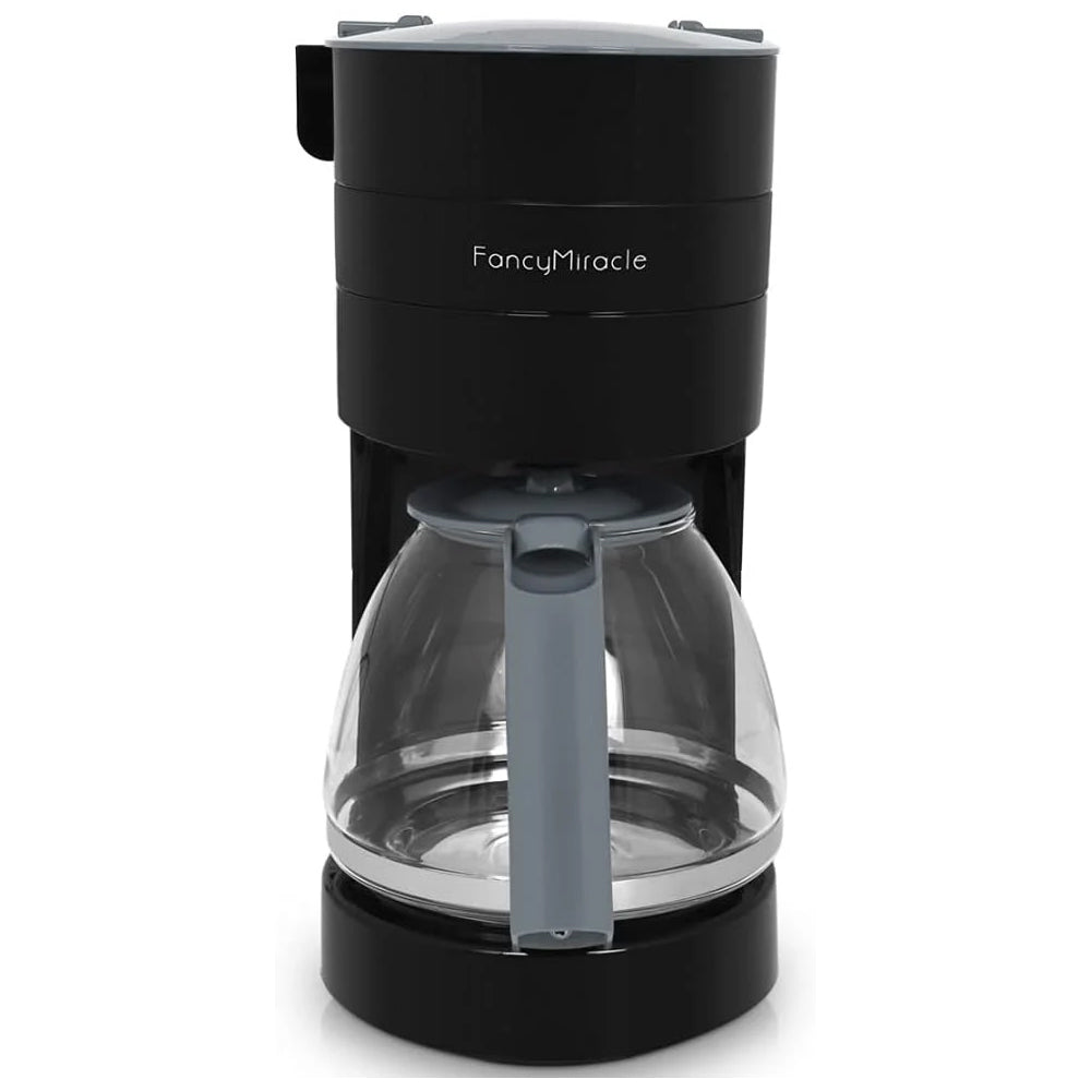 FancyMiracle CM1301B Drip Coffee Maker - 1.25L, 800W, Black/Grey, High-Temperature Glass Carafe