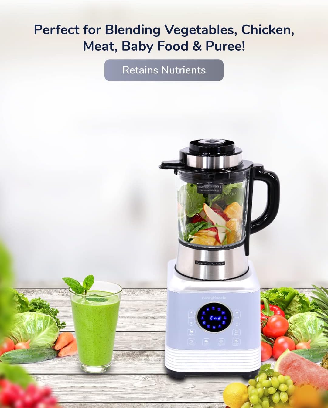 Fancy Miracle Professional High-Speed Heating Blender AM-7375TP | Multifunction Mixer & Smoothie Maker