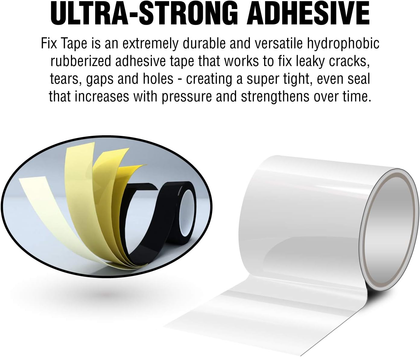 Fix Tape The Original (As Seen On TV), Rubberized Waterproof Boat Repair 8 inches x 5 feet