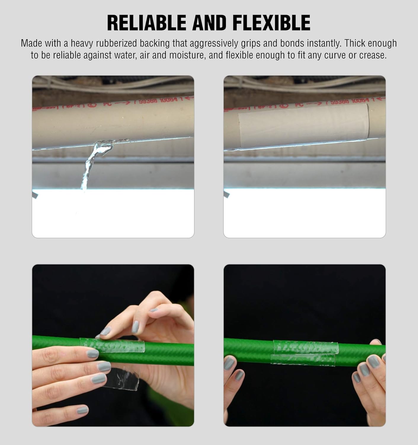 Fix Tape The Original (As Seen On TV), Rubberized Waterproof Boat Repair 8 inches x 5 feet