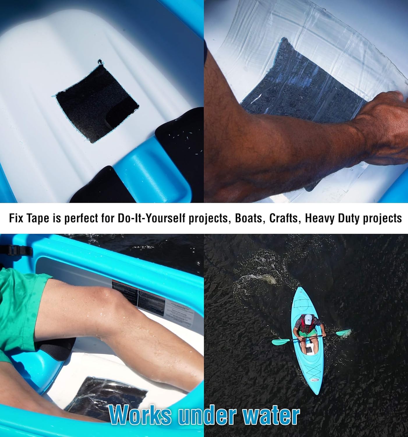 Fix Tape The Original (As Seen On TV), Rubberized Waterproof Boat Repair 8 inches x 5 feet