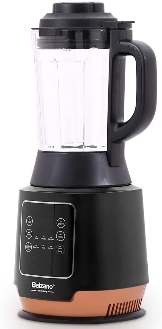 Balzano Pro Hot and Cold Blender, 4 Pre-sets Soup-Smoothie-Ice Crush-Juice, UK Plug, Retain Nutrients, Capacity 1.2L, 800W, PBJ753H, LCD Display and Digital Panel, Gardenia Collection