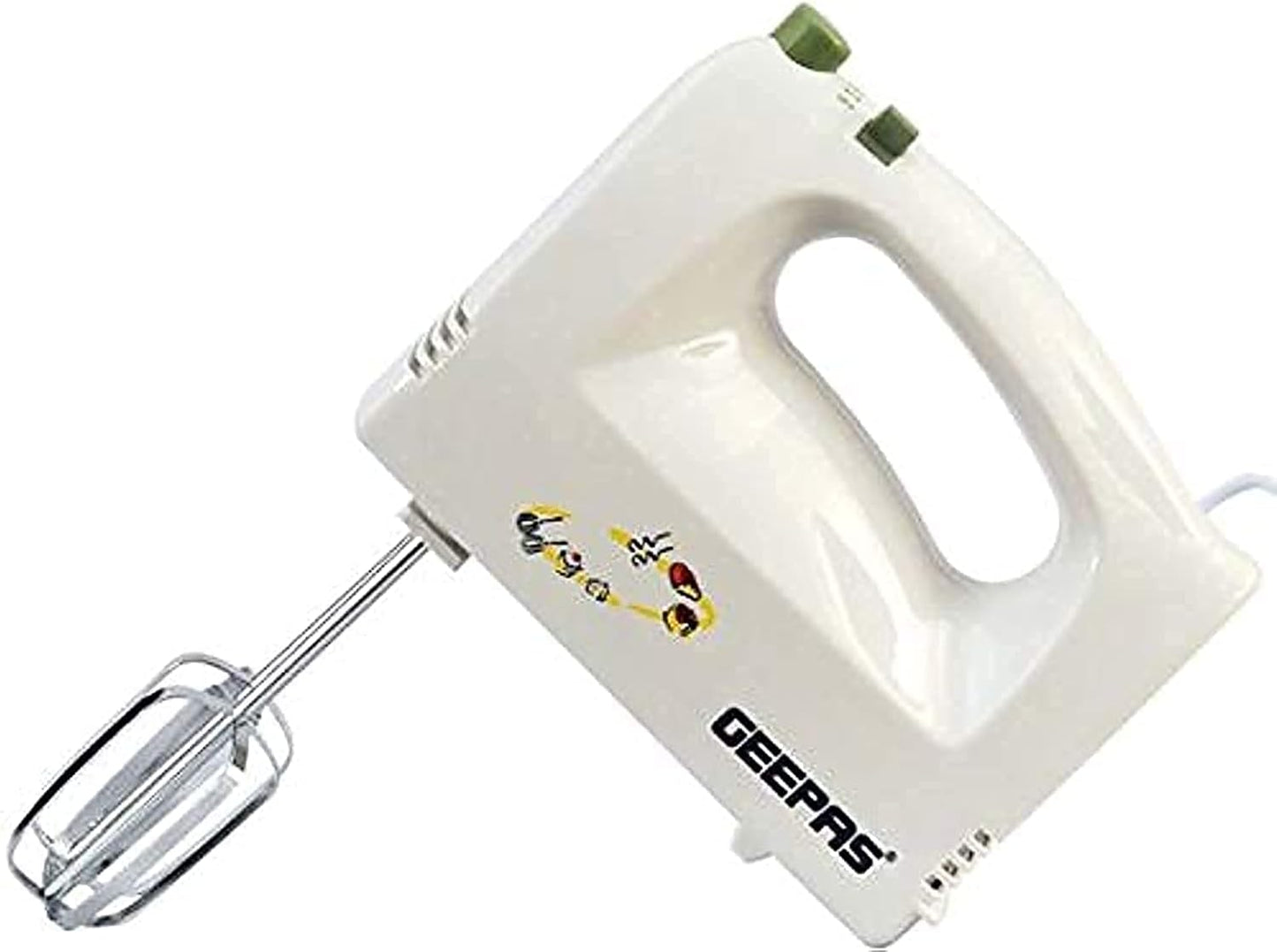 Geepas GHM2001 160W Hand Mixer - Professional Electric Handheld Mixer for Baking - 5 Speed Function, Includes Stainless Steel Beaters & Dough Hooks, Eject Button