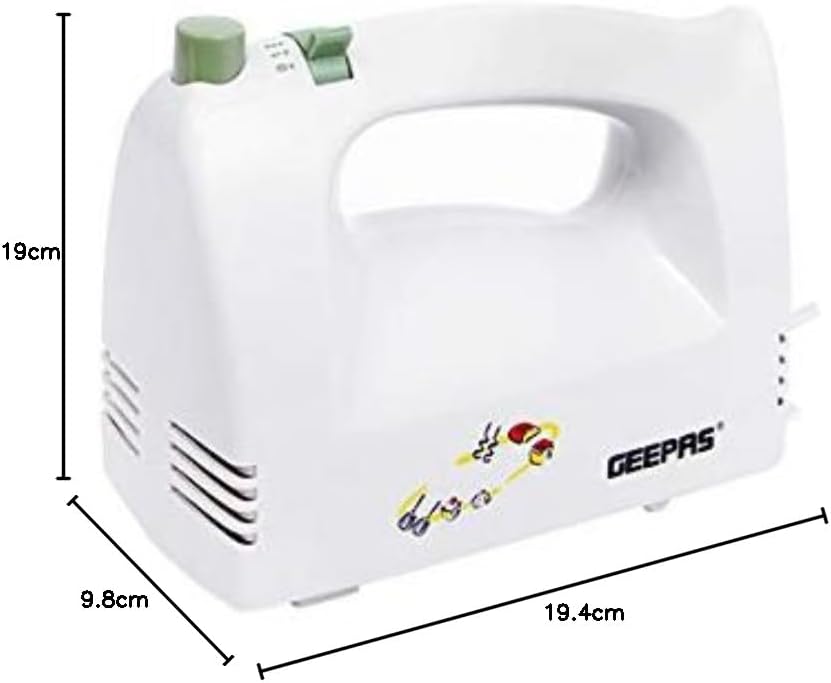Geepas GHM2001 160W Hand Mixer - Professional Electric Handheld Mixer for Baking - 5 Speed Function, Includes Stainless Steel Beaters & Dough Hooks, Eject Button