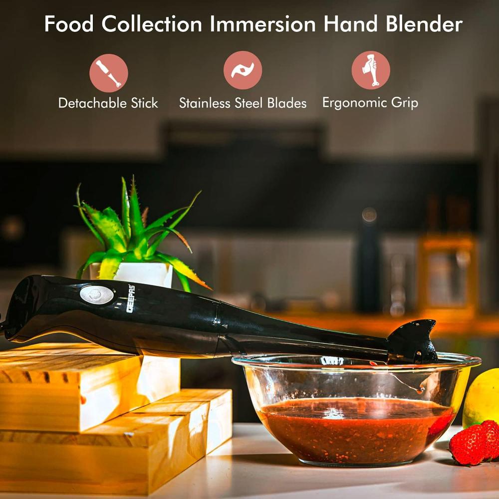 Geepas Hand Blender GHB5467 | 2-Speed Immersion Blender with Stainless Steel Blade | Ideal for Smoothies, Shakes & More