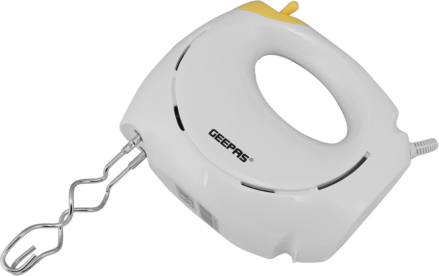 Geepas GHM43012 150W Hand Mixer - Professional Electric Handheld Mixer for Baking - 7 Speed Function, Includes Stainless Steel Beaters & Dough Hooks