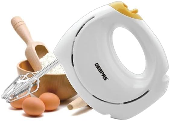 Geepas GHM43012 150W Hand Mixer - Professional Electric Handheld Mixer for Baking - 7 Speed Function, Includes Stainless Steel Beaters & Dough Hooks