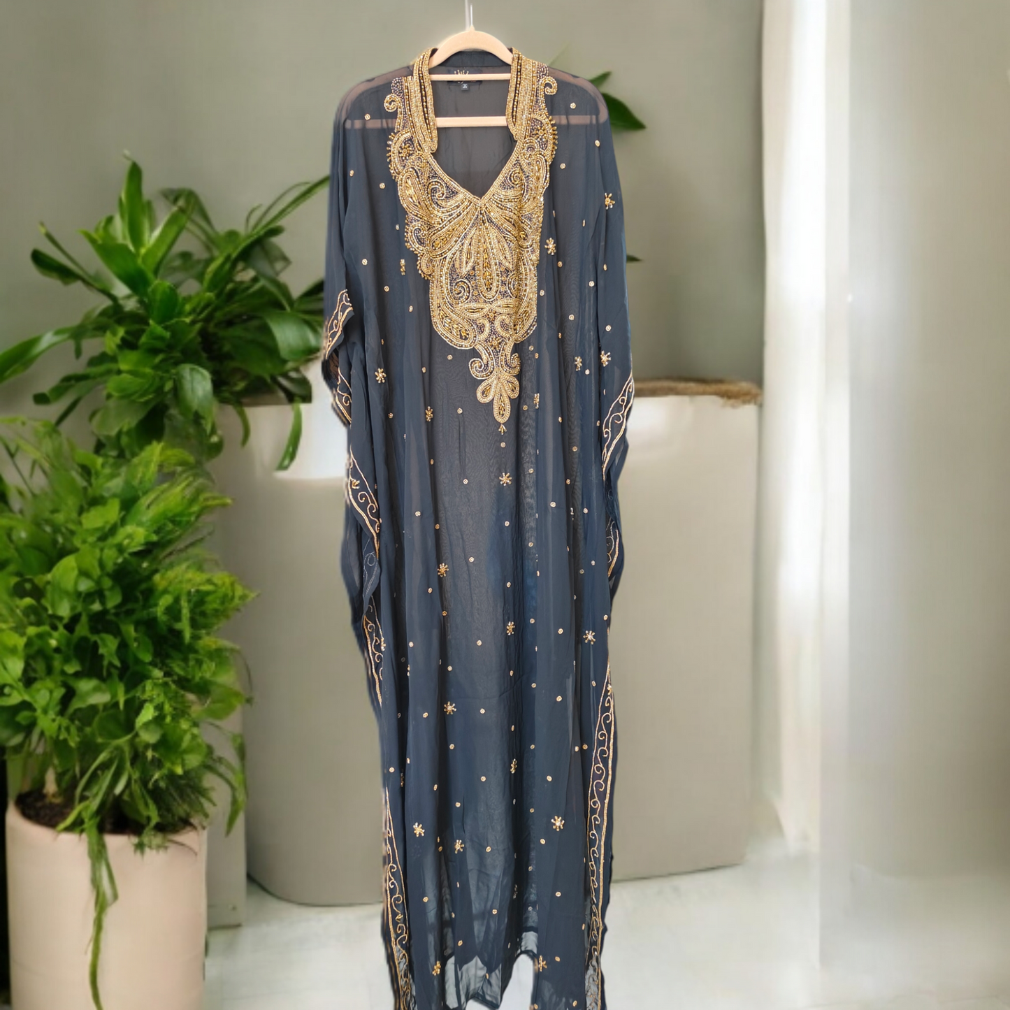 Saraya | Al Amira Crystals Black Jalabiya & Gift