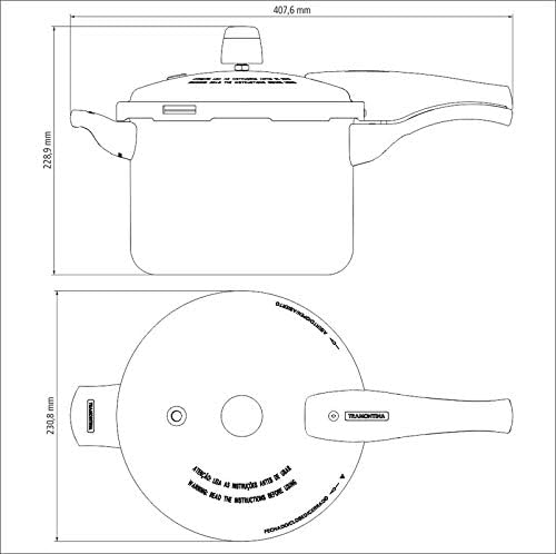Tramontina Vancouver 20cm 4.5L Blue Aluminum Pressure Cooker with Easy to Clean Interior and Exterior Starflon Max PFOA Free Nonstick Coating
