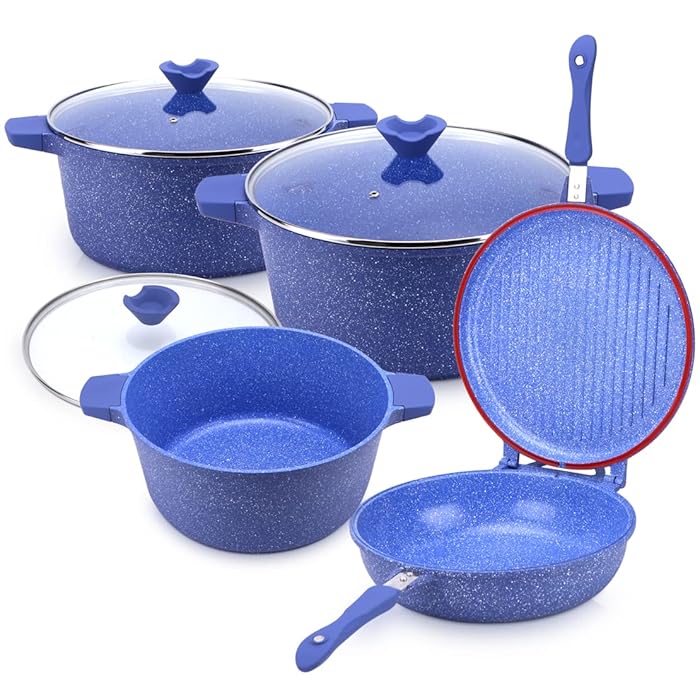 Relance - Nonstick Wave Cookware Set 8 Pcs - Blue