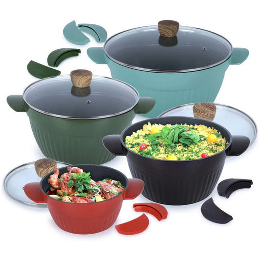 Al Saif Vetro 8-Piece Casserole Cookware Set, Multicolor – Premium Heat-Resistant Glass Cookware