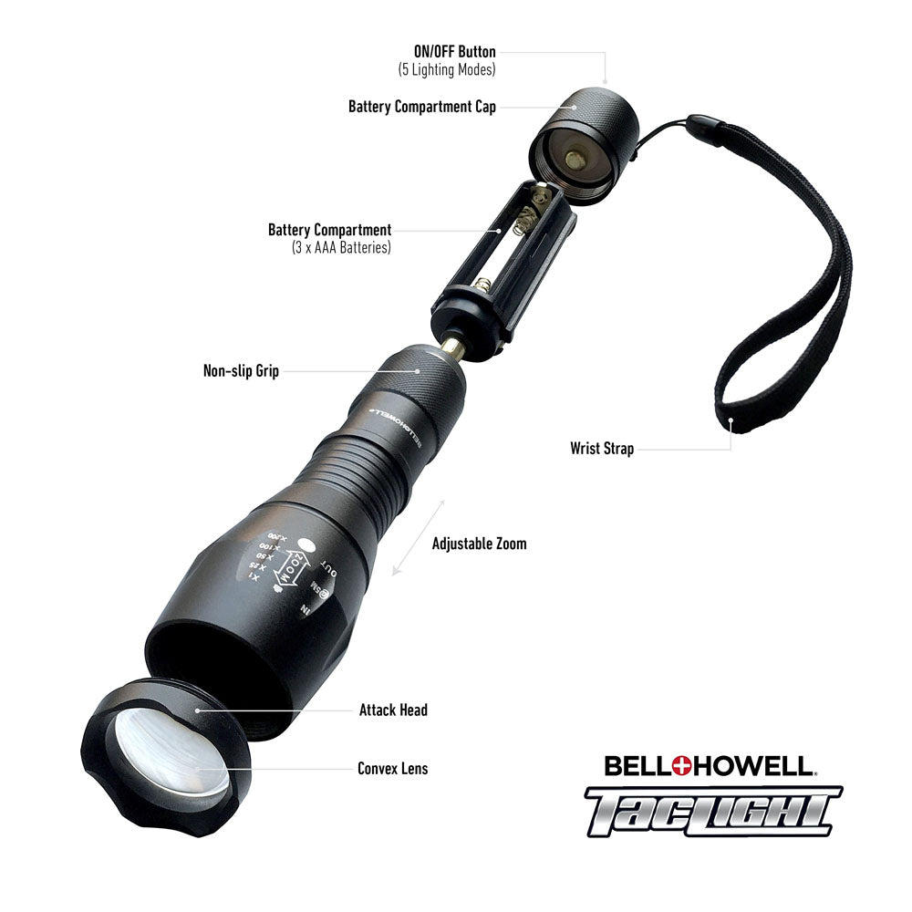 Bell + Howell Taclight 1307 High-Powered Tactical Flashlight - Ultra Bright, Durable, Water-Resistant