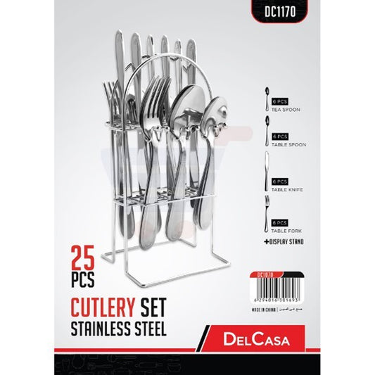 Del Casa 25-Piece Stainless Steel Cutlery Set - Model DC1170 | Elegant & Durable Dining Utensils