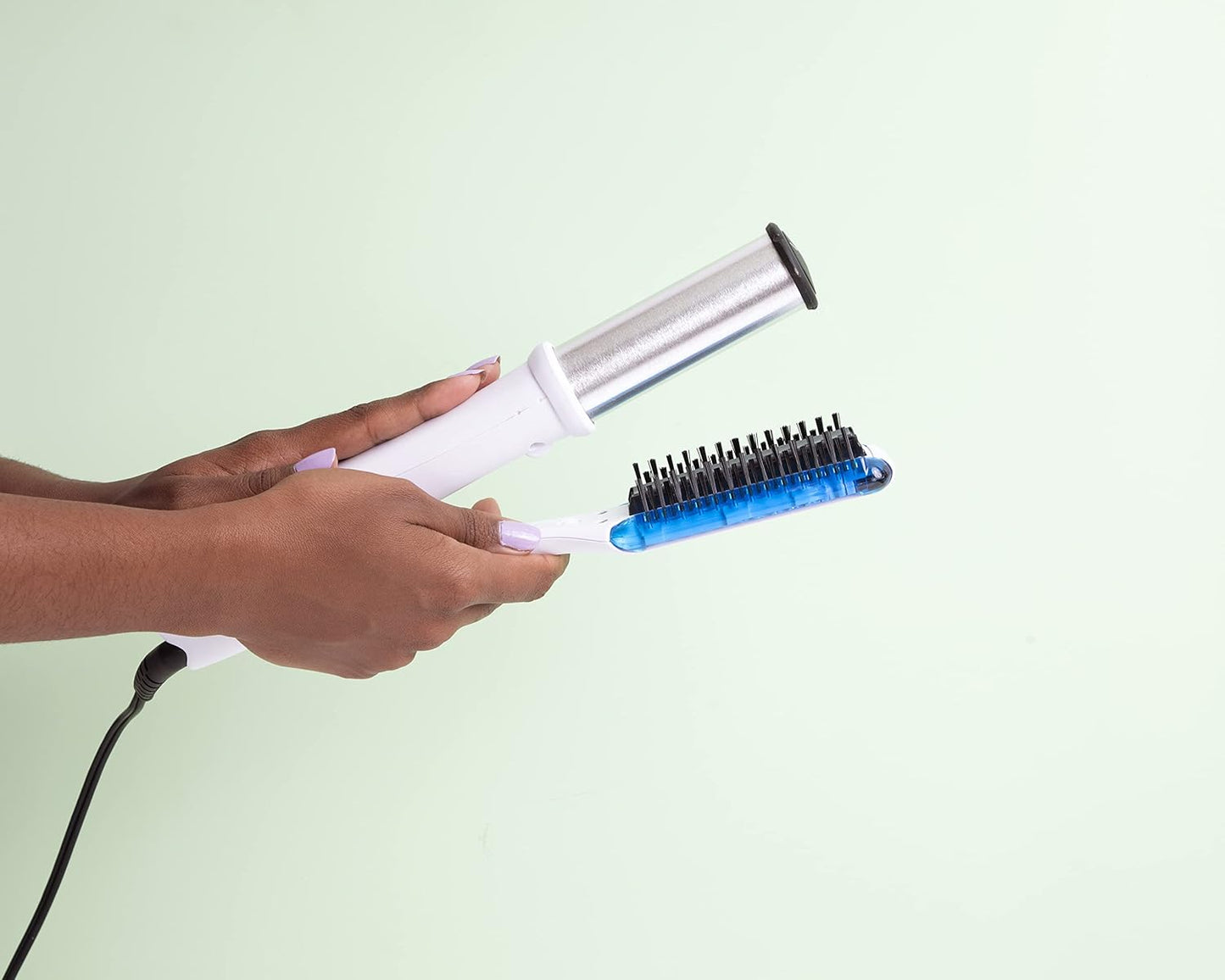 InStyler Max Prime Wet To Dry 1.25" White 2-Way Professional Tourmaline Ceramic Rotating Iron with Ionic Bristles - Dry, Straighten, Style & Curl Hair - Four Heat Settings - Automatic Shut Off